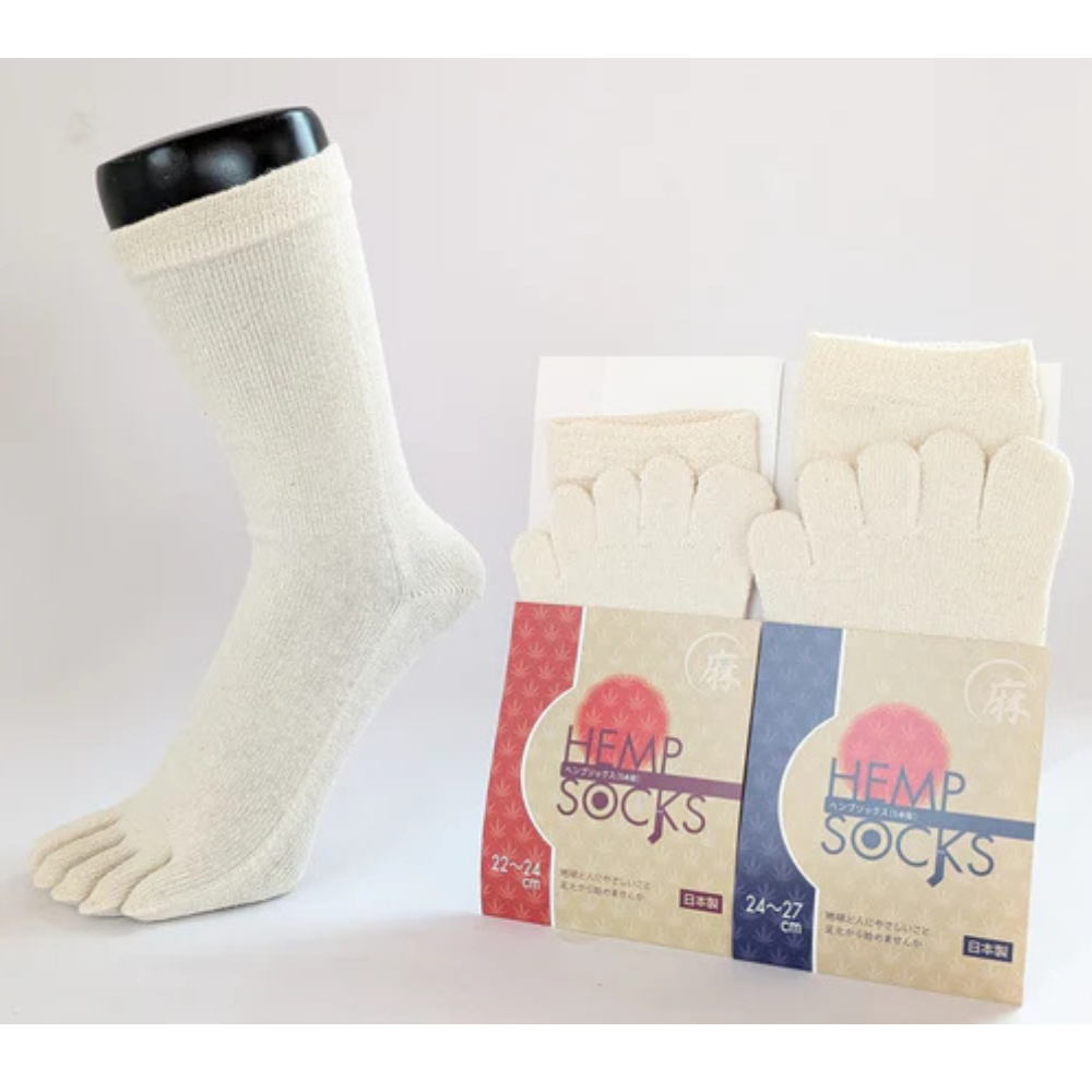 EMヘンプ五本指ソックス(生成)23〜25cm